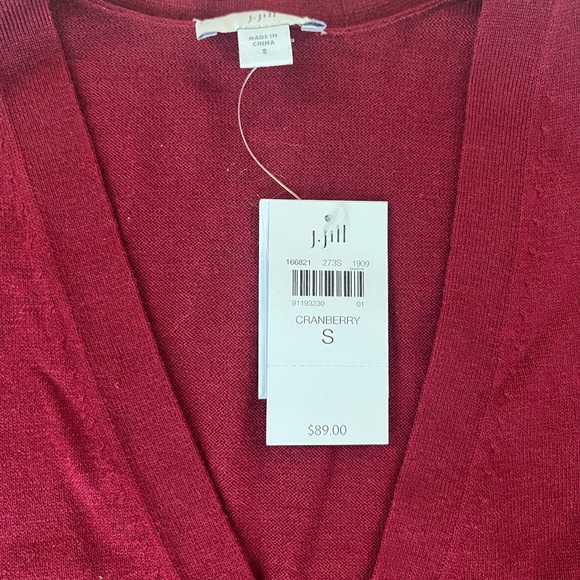 NWT Women’s J. Jill Cardigan. Color: Cranberry Size: Small - Picture 3 of 4